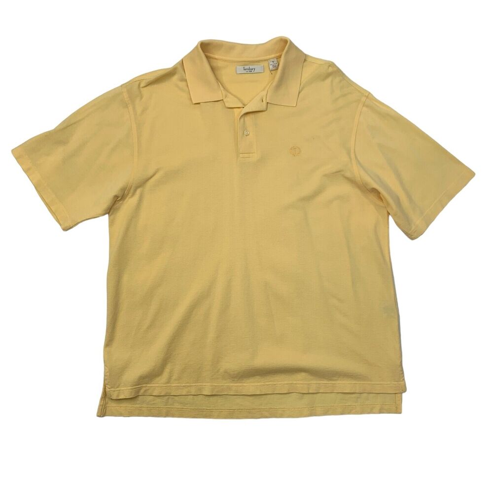 Vintage Turnbury Polo Shirt Mens L Large Yellow Cotton High Low Vented Hem Golf